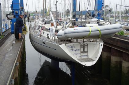 Oyster 55, Magic Dragon, back at Fox’s Marina over 25 years after her launch