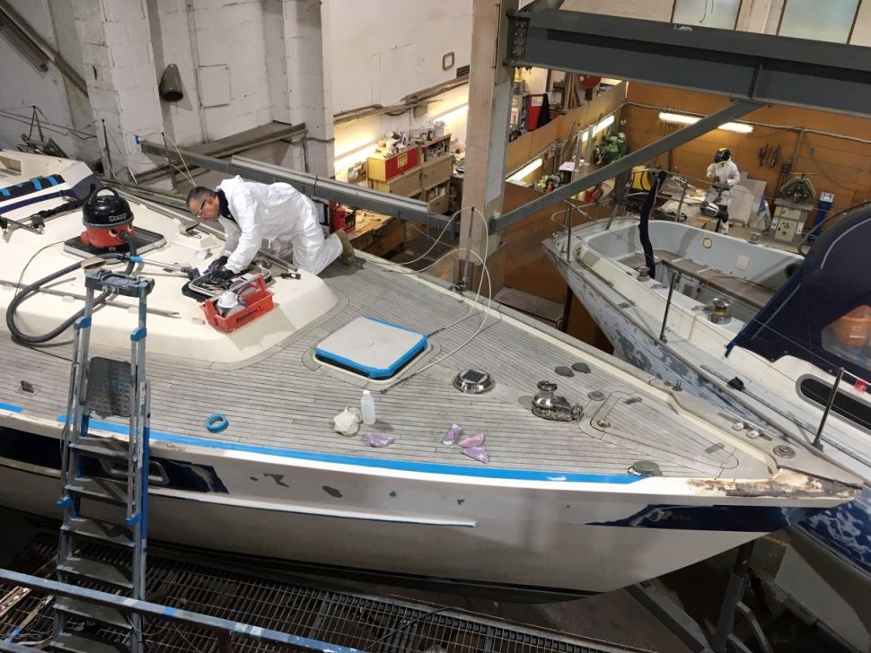 Fox’s workshops – full to capacity with a variety of interesting refit and repair work