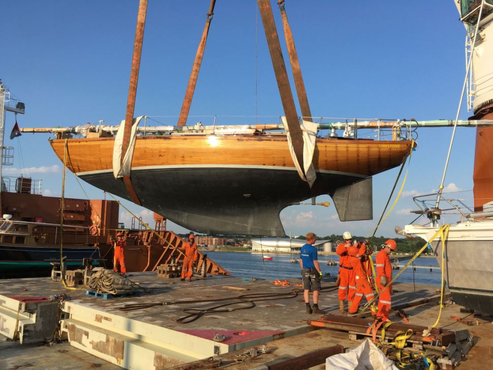 Sunstone lifted from ship in Southampton UK