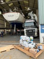 Oyster 82 engine being fitted