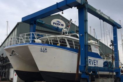 Emergency haul out and relaunch for survey support vessel