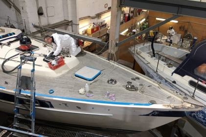 Fox’s workshops – full to capacity with a variety of interesting refit and repair work