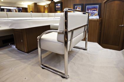 Designer chic, fabricated stainless steel cabin chairs & bench