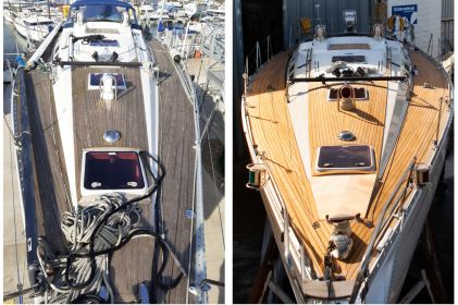 Teak deck before and after