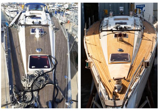 Teak deck before and after